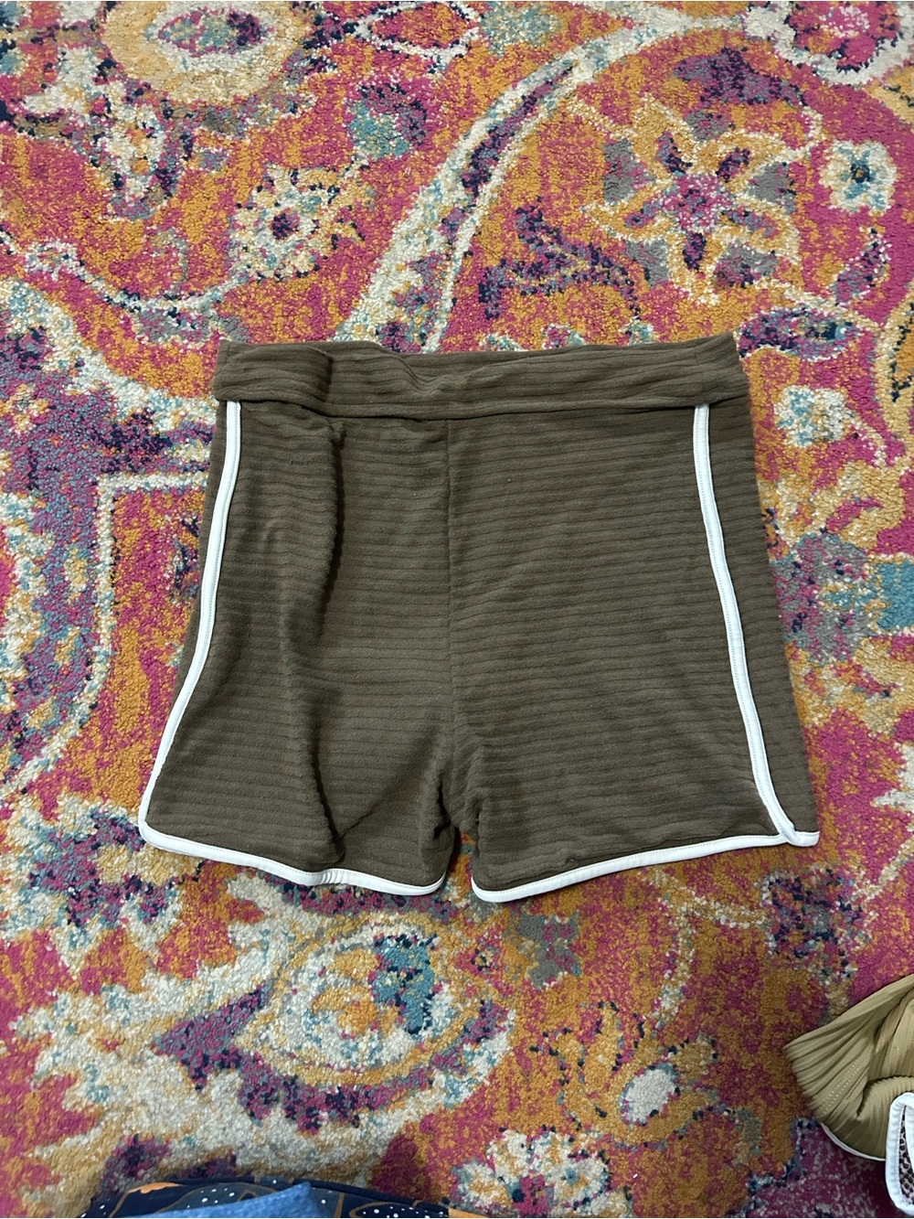 acacia swimwear brown Ribbed Shorts with White Trim